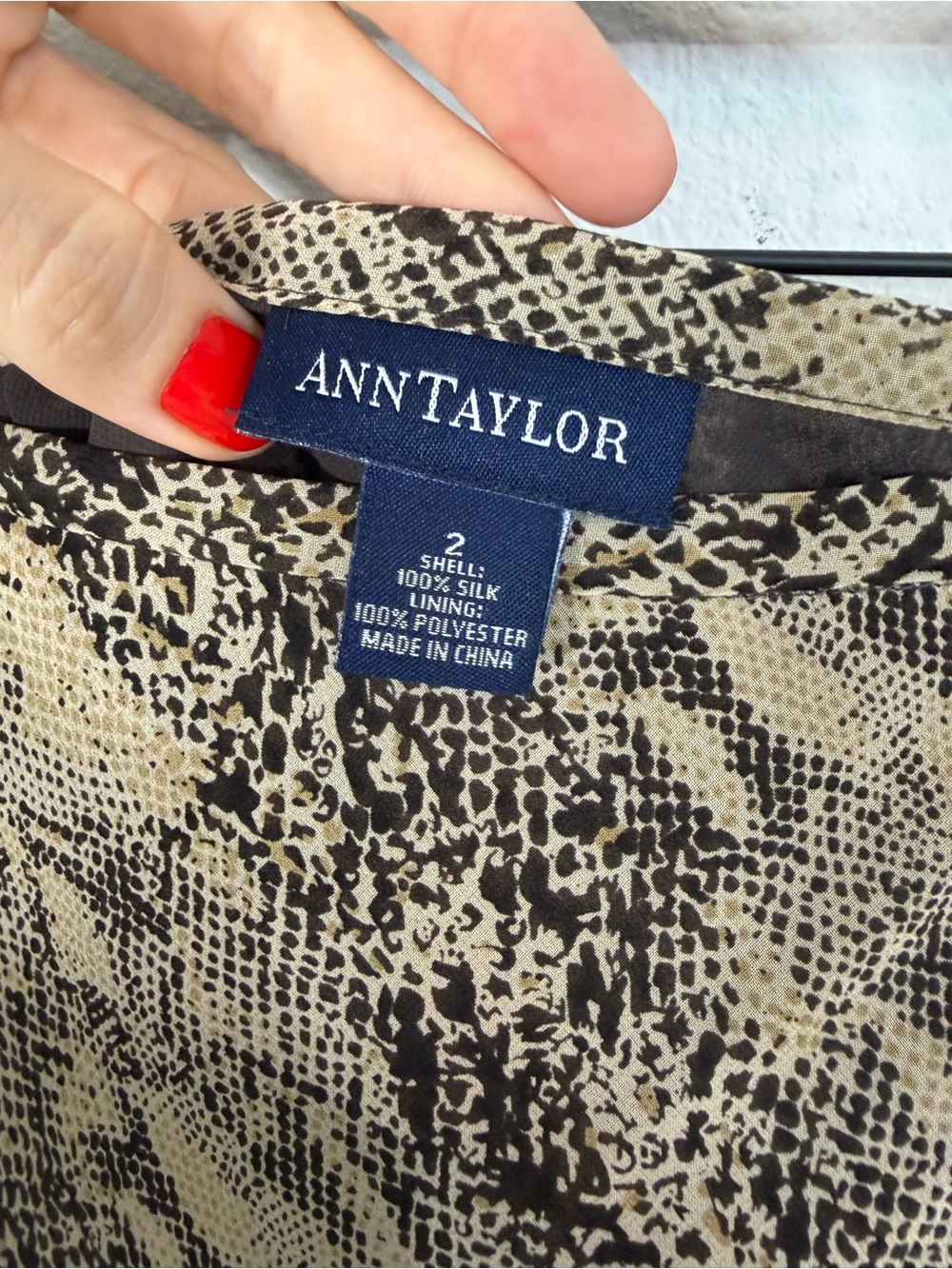 Vintage Ann Taylor Silk Two Piece Skirt Set Brown Snakeskin Cami Midi Size 2/4 - Picture 15 of 16